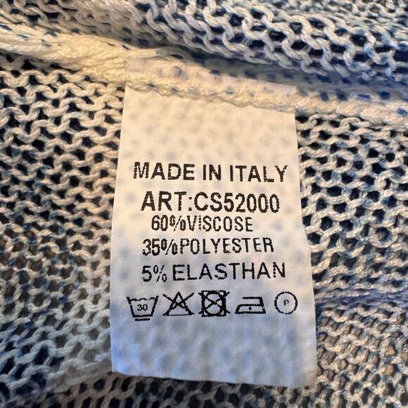 MARISMA Italy Semi Sheer Sweater Artsy Blue Leopard Star This is Love Coastal OS - Picture 6 of 6